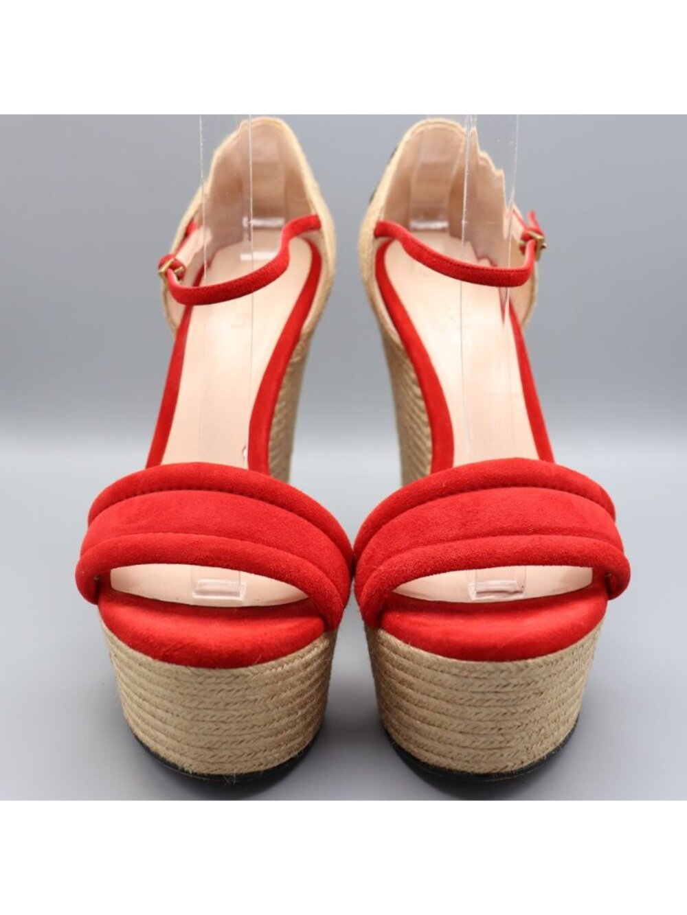 Gucci Ophelia Hibiscus Red Suede Floral Crewel Wedge Platform Espadrille 38 Box - Picture 13 of 16